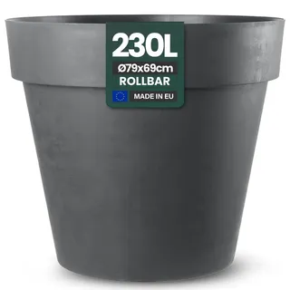 Kreher XXL Pflanztopf/Pflanzkübel rund mit 79 cm / 58 cm Durchmesser, ausstattet mit Rollen! Der Eye-Catcher für Garten, Terrasse, Restaurants & Gewerbe! (Anthrazit, XXL-Ø79cm)