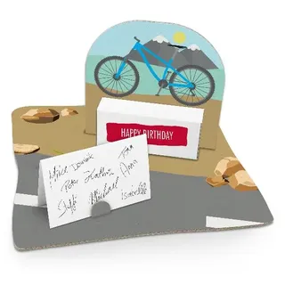 itenga Geldgeschenkverpackung Fahrrad modern (Motiv 59) mit Bodenplatte - Weiß