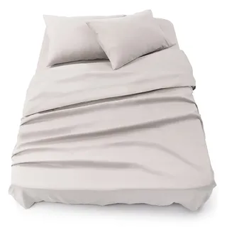 Blumtal® Bettlaken Set 3-teilig - Oeko-TEX zertifiziertes 3er Set - Spannbettlaken 160x200x30cm + Bettlaken ohne Gummizug 240x275cm + 2X Kissenbezug 50x80cm - Bettlaken & Kissenbezug - Moonlight Grey