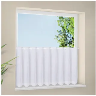 Gerster Scheibengardine Delia (1 St), Durchzuglöcher, transparent, Unifarbener Panneau mit Schneideleiste weiß 200 cm x 45 cm