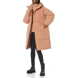 Amazon Essentials Damen Lange Oversize-Daunenjacke mit Kapuze (in Übergröße erhältlich), Hellbraun, 3XL Große Größen