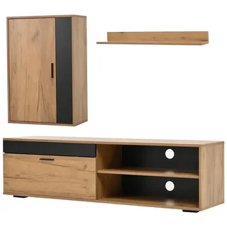 Okwish TV-Wohnwand-Set 140 cm Schwarz Spanplatte