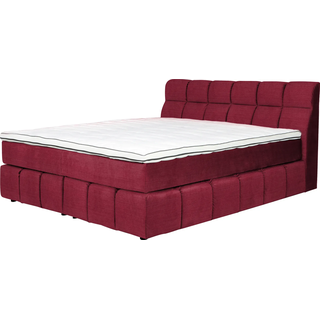 Boxspringbett HOME AFFAIRE "Paxton", rot (coral), Flachgewebe LEINENOPTIK Polyester Topper Basic, Liegefläche B/L: 160cm x 200cm Betthöhe: 55cm, Gewicht bis: 100 kg + 100 kg H3 + H3, 7-Zonen-Taschen-Federkernmatratze, Komplettbetten, Boxspringbett, Neue Toppervarianten