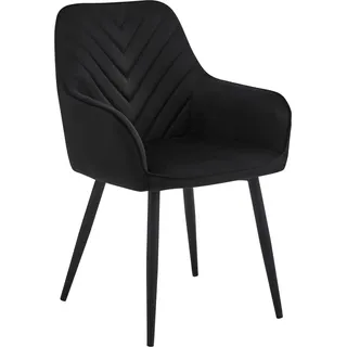 Esszimmerstuhl, Küchenstuhl, Polsterstuhl, Schminktisch Stuhl Samt Loungesessel, belastbar bis 110 kg, Schwarz - Schwarz