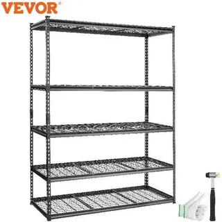 Offene Schrank - Wandregal - Verstellbare Platte - Metall - 5 Ebenen - Schwarz