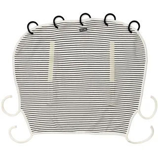 Dooky - Sonnenschutz für Kinderwagen, Buggy & Babyschale - San Marino, Schwarz Weiss Gestreift - Sonnensegel Wetterschutz, und Regenschutz Kinderwagen, Sonnenschirm - Baumwolle - LxBxH = 26x3x18 cm