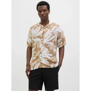 Jack & Jones Kurzarmhemd »JJEJEFF TROPICAL AOP RESORT SHIRT SS SN«, mit All-Over Print, braun