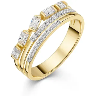 Fingerring FIRETTI "Schmuck Geschenk Gold 333 Damenring Ring mehrreihige Optik" Gr. 62, gelbgoldfarben, weißgoldfarben, kristallweiß, Fingerringe, Damen, 62, Gelbgold 333, 4mm, Fingerring, mit Zirkonia (synth.)