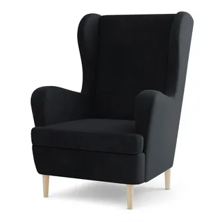 Masseno Sessel Vogera, Ohrensessel Polstersessel, Schwarz , Holzwerkstoff , 78x103x85 cm , Wohnzimmer, Sessel, Ohrensessel
