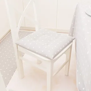 PETTI Artigiani Italiani - Kissen für Küchenstühle 4 Punkte, Set mit 6 Stück, Stuhlkissen aus Baumwolle mit Bändern 40 x 40 cm – Set mit 6 Herzen, grau, 100% hergestellt in Italien.