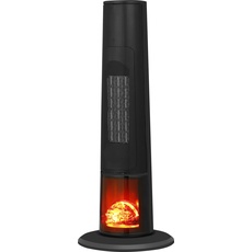 ARDES - AR4P22FP ATMO Keramik-Turm-Heizlüfter mit LED-Flammeneffekt - Heizlüfter mit geringem Verbrauch, 12-Stunden-Timer und Fernbedienung - Oszillierender Heizlüfter mit Brennholzeffekt