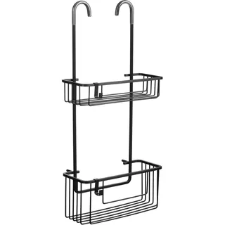 TATAY Duschablage Aluminium Zum Aufhängen Einfache Montage ohne Bohren | Duschablage Badezimmer | 28x15,5x56 cm | Ohne Bohren | Belastbar bis 8 kg | Aluminium korrosionsbeständig, Schwarz