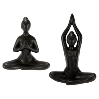 Yoga Figur Frau Meditieren Dekofigur Deko Pilates Yoga Dame Yogafigur Yogaskulptur Lady Meditation Statue Ornament Menschenfigur Dekoelement Motiv zum Dekorieren Geschenkidee Keramikfigur Geschenk