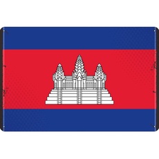 Blechschild Wandschild 20x30 cm Kambodscha Fahne Flagge