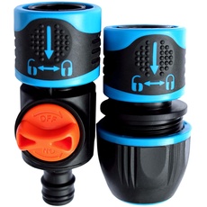 Bild von Schlauchverbinder und Connector Set 1/2', 3/4', 5/8' mit Wasserstop, Aqua-Stopp System. Schlauchkupplung