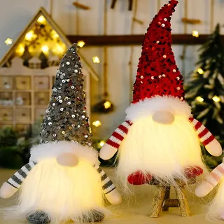 Weihnachten Deko Wichtel,Schwedischen Weihnachtsmann Santa Tomte Gnom,Santa Deko,Christmas Decoration,Dwarf Christmas Doll, Zwerg Geschenke für Familie Weihnachten Freunde mit Lampe30cm Hoch 2Stück