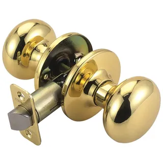 Design House 753269 Cambridge 2-Way Latch Passage Door Knob, Adjustable Backset, Polished Brass Finish by Design House