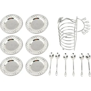 European Style Plate Set Metal Elegant wiederverwendbares Kuchenlöffel Obstschale mit für Steaks Nudelfrüchte Snacks Silber