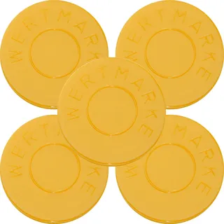 500 Pfandmarken Wertmarken Durchmesser 30mm Farbe Gelb mit beidseitiger Aufschrift "Wertmarke" - Eventmarken Chips Jeton Token