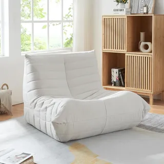 Bodensessel 'Kodsø' gepolstert Bodenstuhl mit Rückenlehne 75 x 90 x 100 cm Mikrofaser Beige - Beige