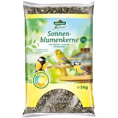 Dehner Natura Premium Wildvogelfutter, Sonnenblumenkerne, Ganzjahresfutter proteinreich / energiereich, hochwertiges Vogelfutter für Wildvögel, 5 kg