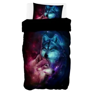 Wolf Bettwäsche 135x200 cm Galaxis Microfaser 2-teilig - 1 Bettbezug und 1 Kissenbezug 80x80 cm