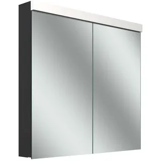 Schneider LOW plus LED-Spiegelschrank, 2 Türen 40/40cm, 795x120x747mm, Beleuchtung oben, 172.080.01.44, Ausführung: CH-Norm/Korpus schwarz matt/4000K