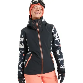 Snowboardjacke ROXY "Free Jet 10K", Damen, Gr. XS, schwarz (schwarz big flower), Obermaterial: 55% Polyester, 45% Polyester., Jacken Snowboardjacke