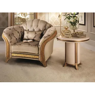 Beistelltisch Tisch Rundtisch Couchtisch royal Designer Möbel Barock Rokoko - Beige