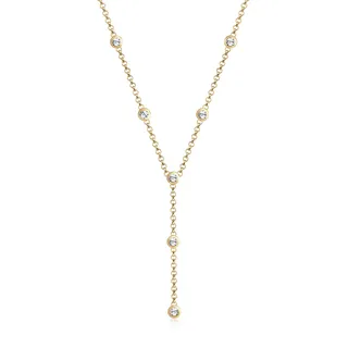 Y-Kette ELLI "Halskette Y-Kette 925 Silber, mit Kristallen von Swarovski" Gr. 45, gold, Halsketten, Damen, Silber 925 (Sterlingsilber), Y-Kette
