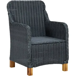 vidaXL Gartenstühle mit Kissen 2 Stk. Poly Rattan Dunkelgrau - Grau