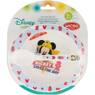 Disney 44078 Elemed Kleinkind 2 Stück Micro Set (Schüssel und Mikro PP Löffel) mit Micky Maus, mehrfarbig