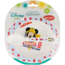 Disney 44078 Elemed Kleinkind 2 Stück Micro Set (Schüssel und Mikro PP Löffel) mit Micky Maus, mehrfarbig