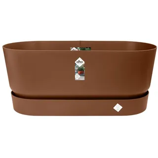 elho Greenville Trough 80 - Übertopf für Außen - 100% recyceltes Plastik - Ø 78.0 x H 33.5 cm - Braun/Ingwer Braun