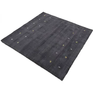 carpetfine Gabbeh Uni Wollteppich 120 x 120 cm Schwarz