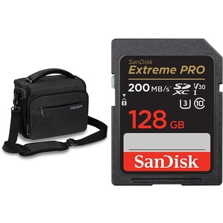 Pedea DSLR-Kameratasche *Noble* Fototasche für Spiegelreflexkameras & SanDisk Extreme PRO SDXC UHS-I Speicherkarte 128 GB