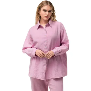 Ulla Popken Damen Musselin Hemdbluse Bluse, Hellviolett, 50-52