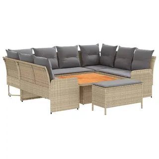 Möbelsets 7 stk. Beige und Hellgrau PE-Rattan - Beige