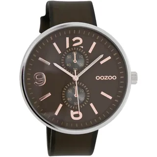 Oozoo Herrenuhr mit Lederband 46 MM Dunkelbraun/Dunkelbraun C7078