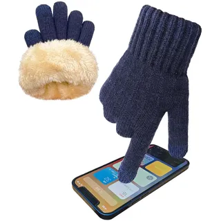 lifwimner Winter Handschuhe Damen Touchscreen Warme Fleece Strickhandschuhe Thermo Winterhandschuhe für Outdoor Sport Laufen Radfahren Freizeit(Marineblau)