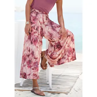 LASCANA Hosenrock "mit extra weitem Bein" mit Blumenprint, Culotte, 7/8-Länge, leichte Sommerhose, rosé, bordeaux bedruckt