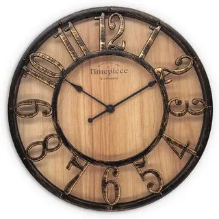 Wall-Art Wanduhr Used Look 3D Ø 35 cm Schwarz-Holzoptik