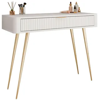 Lookway Konsole Scarlett MIT Schublade Beige + Gold , Beige , Holzwerkstoff , 100x78x38 cm , Wohnzimmer, Wohnzimmertische, Konsolentische