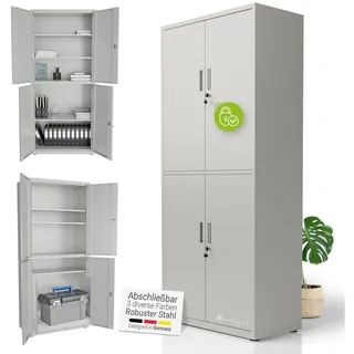 Juskys Aktenschrank 80 x 40 x 180 cm Hellgrau