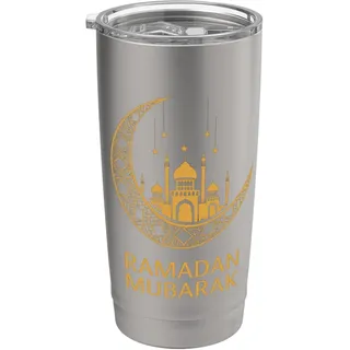 Ramadan Mubarak Happy Fasting Halbmond Islamisch Muslim Doppelwandiger Edelstahl-Thermobecher