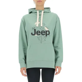 JEEP O102606-E854 J Woman Hooded Oversize Sweatshirt Botanical Print J22W Jade Green XS