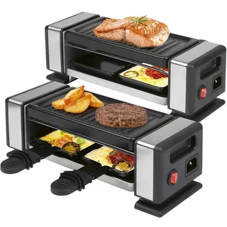ProfiCook® Raclette 2-4 Personen | erweiterbar bis zu 8 Personen | inkl. 4 Pfännchen und 4 Spatel | Mini Raclette | Antihaftbeschichtung | PC RG 1324 - Schwarz