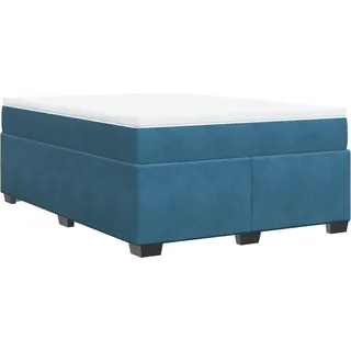 vidaXL Boxspringbett mit Matratze Dunkelblau 140x190 cm Samt - Blau