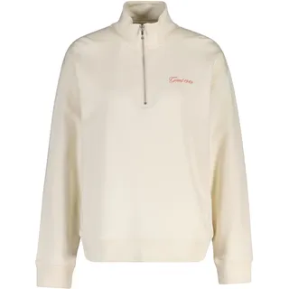 Sweatshirt GANT "SCRIPT HALF ZIP", Damen, Gr. XL, beige (cream), Sweatware, Obermaterial: 100% Baumwolle, Rippbündchen, Sweatshirts Sweatshirt, mit Stehkragen, normale Passform