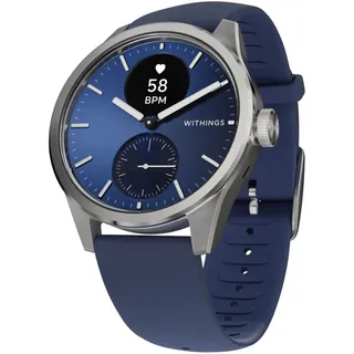 ScanWatch 2 42 mm silber, Silikonarmband blau